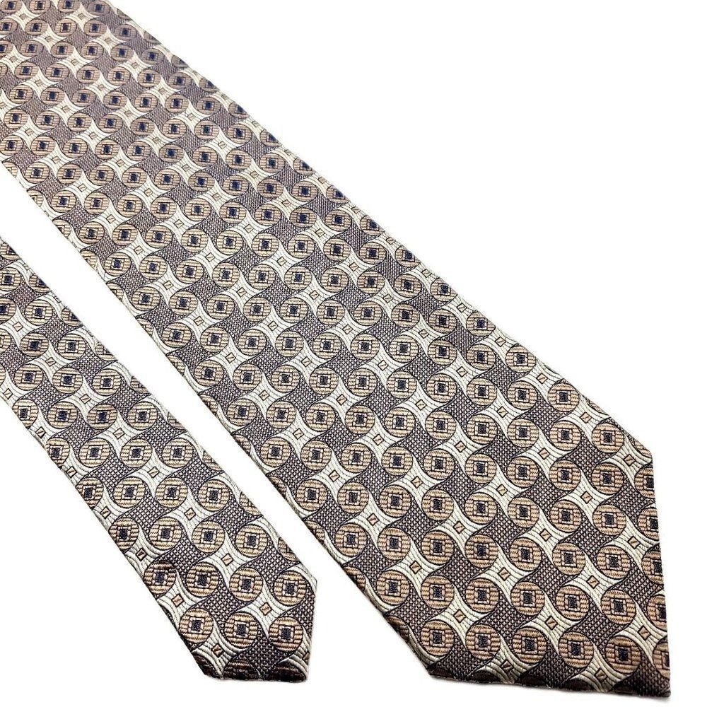 XMI Platinum Silk‎ Tie Woven Beige Geometric